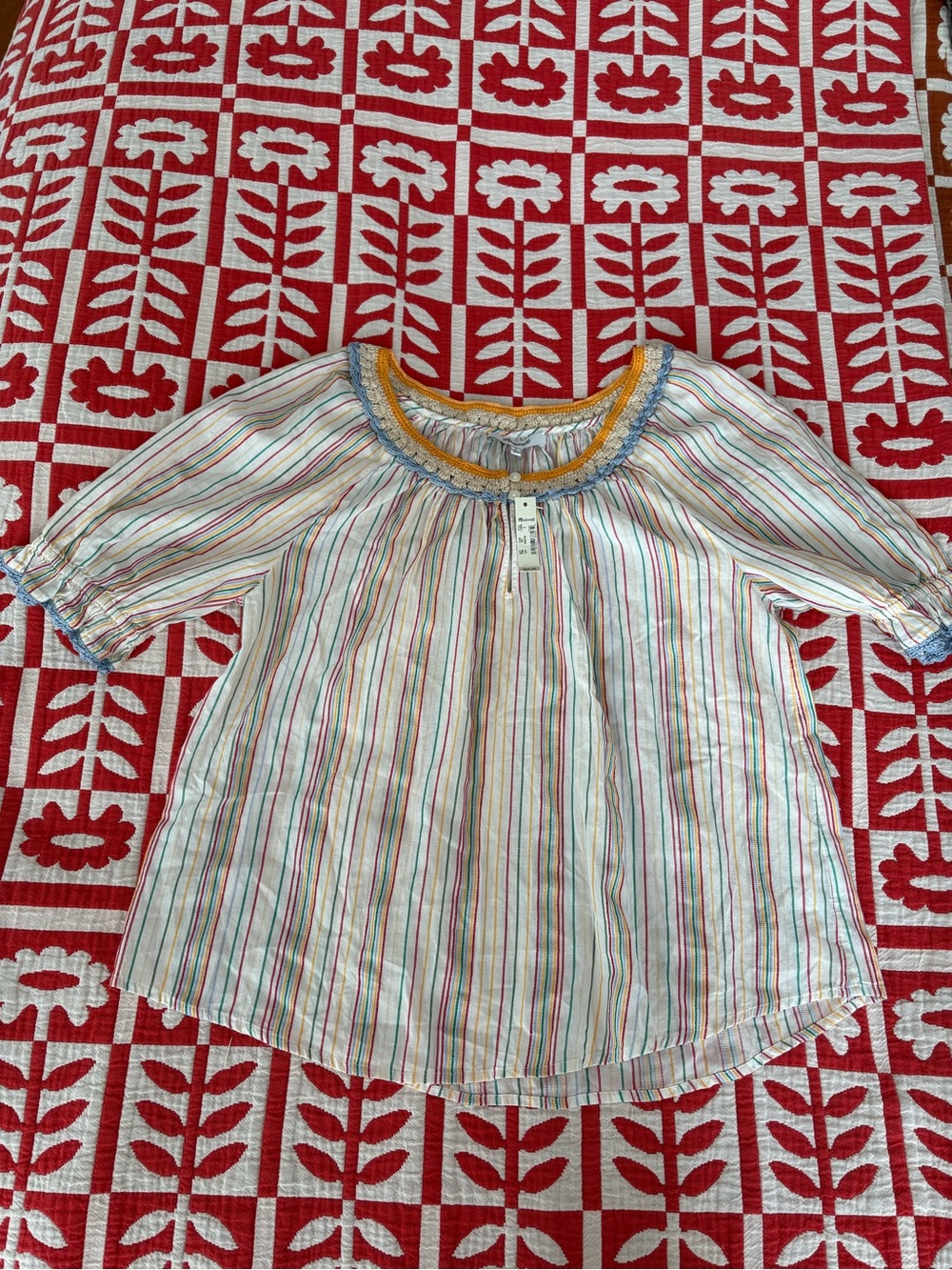 NWT Madewell multi colored peasant blouse